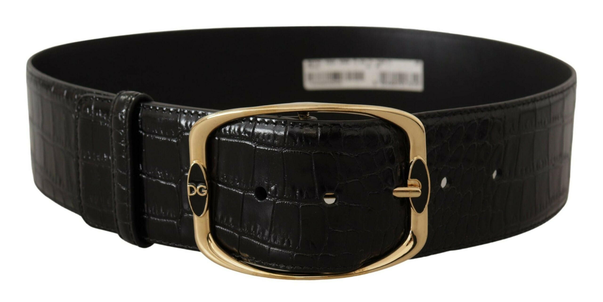 Dolce & Gabbana Black Crocodile Print Gold Metal DG Logo Buckle Belt -   -  Dolce & Gabbana. Dolce & Gabbana Black Crocodile Print Gold Metal DG Logo Buckle Belt -   -  Dolce & Gabbana.