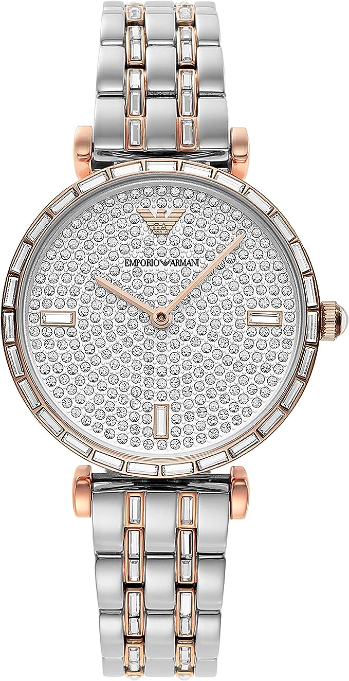 Emporio Armani Elegant Two-Tone Crystal Pave Watch -   -  Emporio Armani.