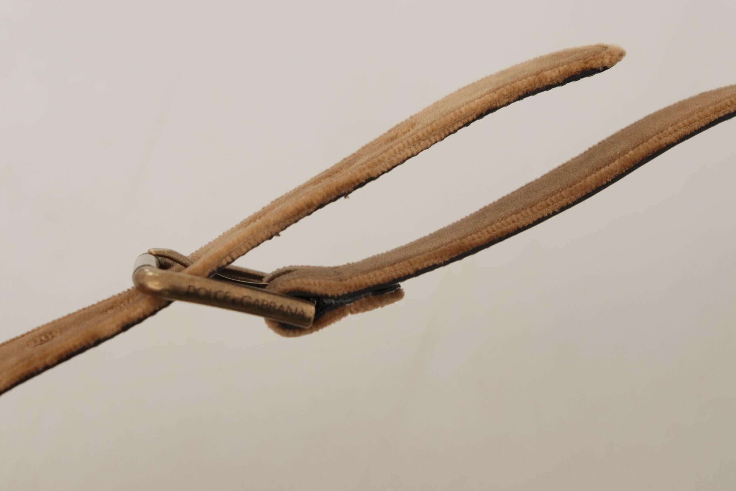 Dolce & Gabbana Brown Velvet Bronze Vintage Logo Metal Buckle Belt -   -  Dolce & Gabbana. Dolce & Gabbana Brown Velvet Bronze Vintage Logo Metal Buckle Belt -   -  Dolce & Gabbana.