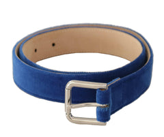 Dolce & Gabbana Blue Velvet Silver Logo Engraved Metal Buckle Belt -   -  Dolce & Gabbana.