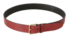 Dolce & Gabbana Red Leather Gold Logo Engraved Metal Buckle Belt -   -  Dolce & Gabbana.