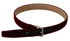 Dolce & Gabbana Red Velvet Silver Logo Engraved Metal Buckle Belt -   -  Dolce & Gabbana.