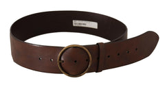 Dolce & Gabbana Dark Brown Wide Waist Leather Metal Round Buckle Belt -   -  Dolce & Gabbana.
