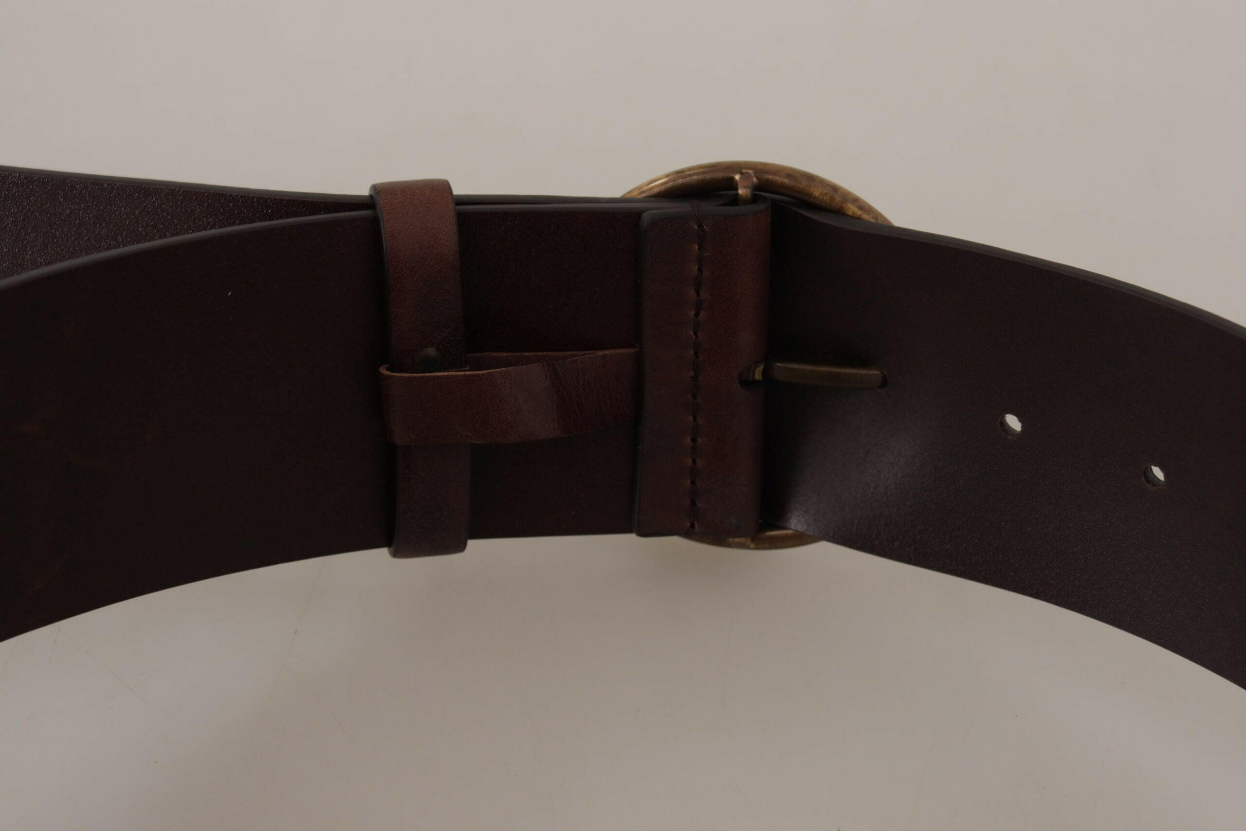 Dolce & Gabbana Dark Brown Wide Waist Leather Metal Round Buckle Belt -   -  Dolce & Gabbana. Dolce & Gabbana Dark Brown Wide Waist Leather Metal Round Buckle Belt -   -  Dolce & Gabbana.