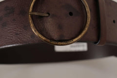 Dolce & Gabbana Dark Brown Wide Calf Leather Logo Round Buckle Belt -   -  Dolce & Gabbana.