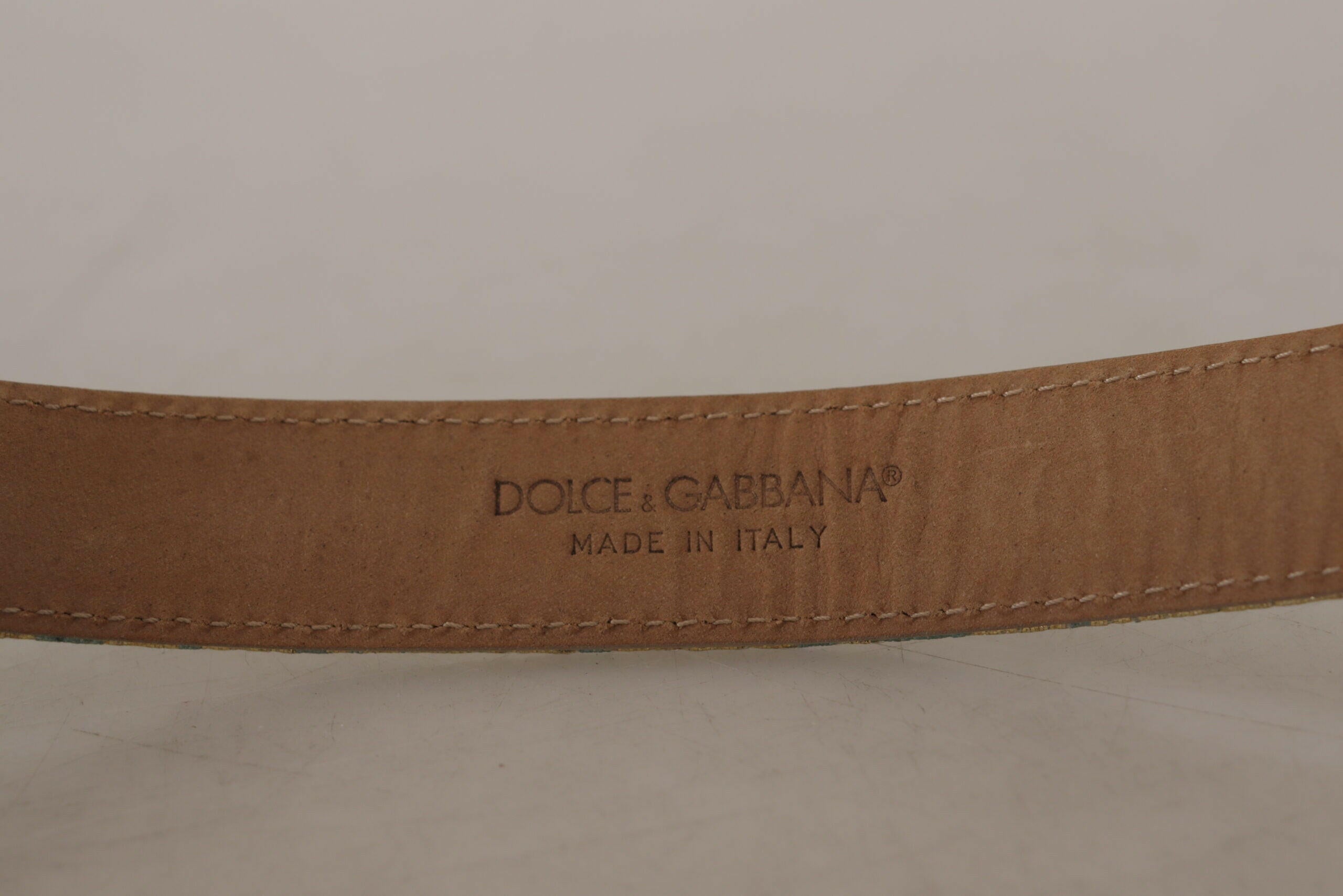 Dolce & Gabbana Blue Leather Jacquard Embossed Gold Metal Buckle Belt -   -  Dolce & Gabbana. Dolce & Gabbana Blue Leather Jacquard Embossed Gold Metal Buckle Belt -   -  Dolce & Gabbana.