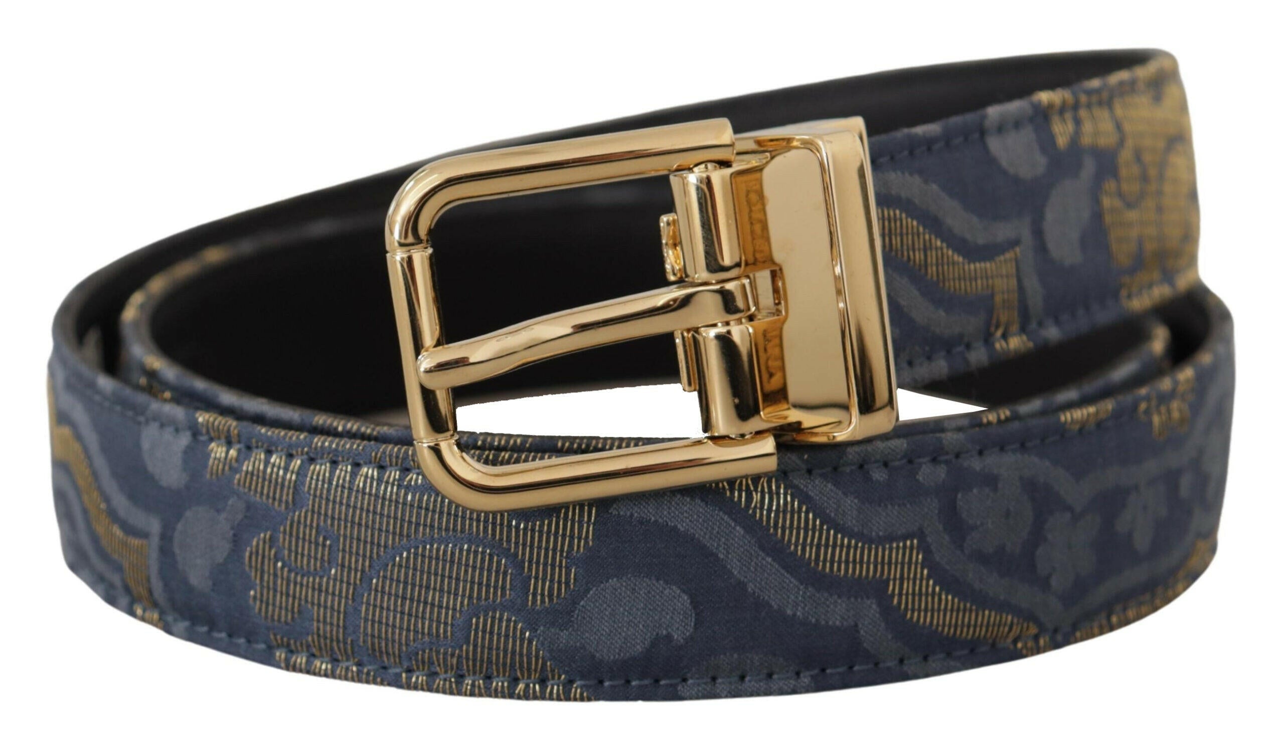 Dolce & Gabbana Navy Blue Jacquard Gold Tone Logo Metal Buckle Belt -   -  Dolce & Gabbana. Dolce & Gabbana Navy Blue Jacquard Gold Tone Logo Metal Buckle Belt -   -  Dolce & Gabbana.