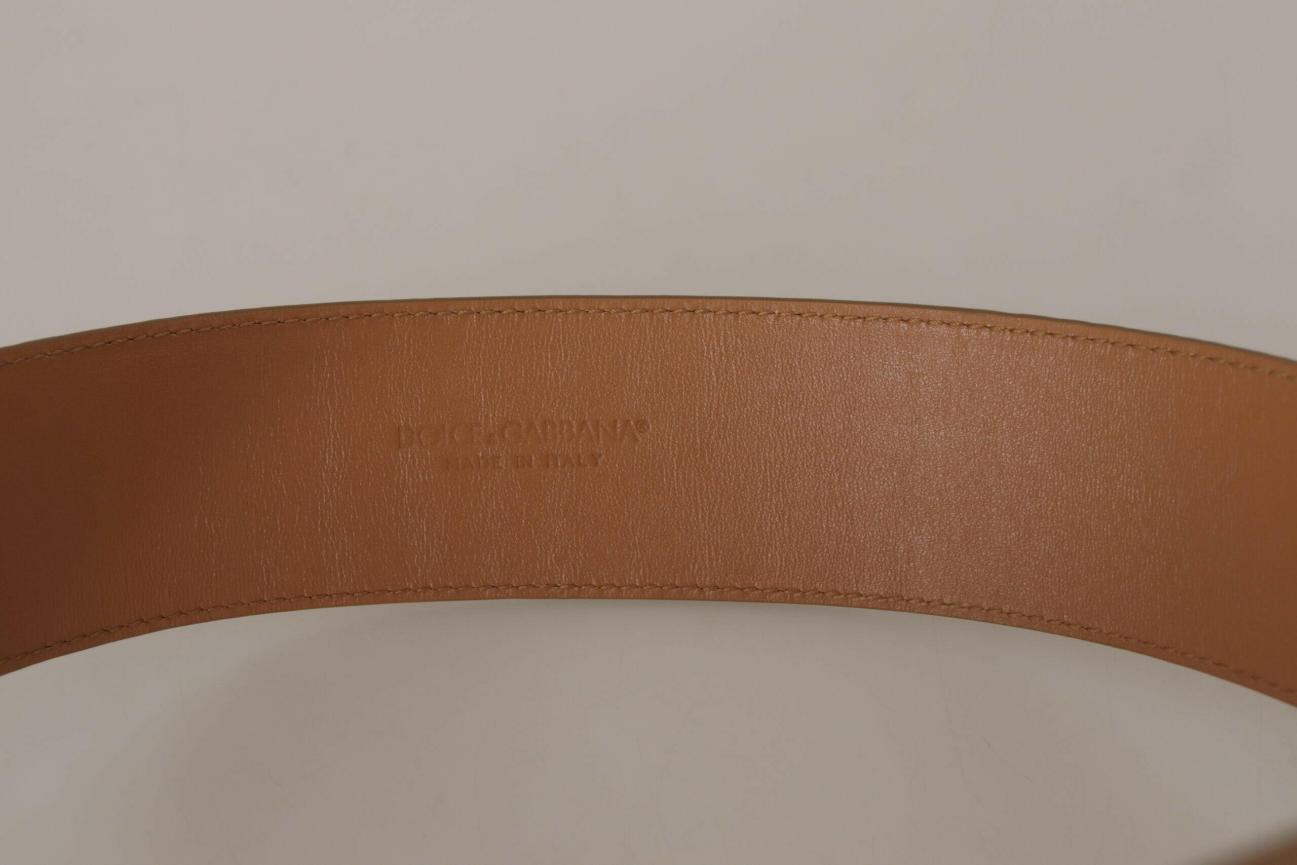 Dolce & Gabbana Brown Beige Leather Gold Metal Oval Buckle Belt -   -  Dolce & Gabbana. Dolce & Gabbana Brown Beige Leather Gold Metal Oval Buckle Belt -   -  Dolce & Gabbana.