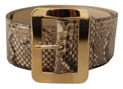 Dolce & Gabbana Brown Exotic Wide Waist Leather Gold Metal Buckle Belt -   -  Dolce & Gabbana.