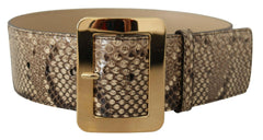 Dolce & Gabbana Brown Exotic Wide Waist Leather Gold Metal Buckle Belt -   -  Dolce & Gabbana.