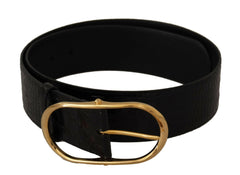 Dolce & Gabbana Black Embossed Leather Gold Tone Metal Buckle Belt -   -  Dolce & Gabbana.