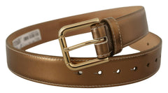 Dolce & Gabbana Bronze Calf Leather Gold Logo Waist Buckle Belt -   -  Dolce & Gabbana.