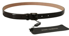 Dolce & Gabbana Black Patent Leather Logo Metal Waist Buckle Belt -   -  Dolce & Gabbana.