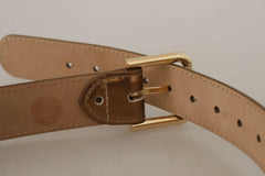 Dolce & Gabbana Bronze Leather Gold Logo Engraved Waist Buckle Belt -   -  Dolce & Gabbana.
