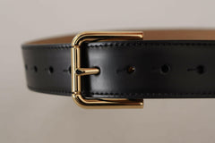 Dolce & Gabbana Black Solid Leather Classic Gold Waist Buckle Belt -   -  Dolce & Gabbana.