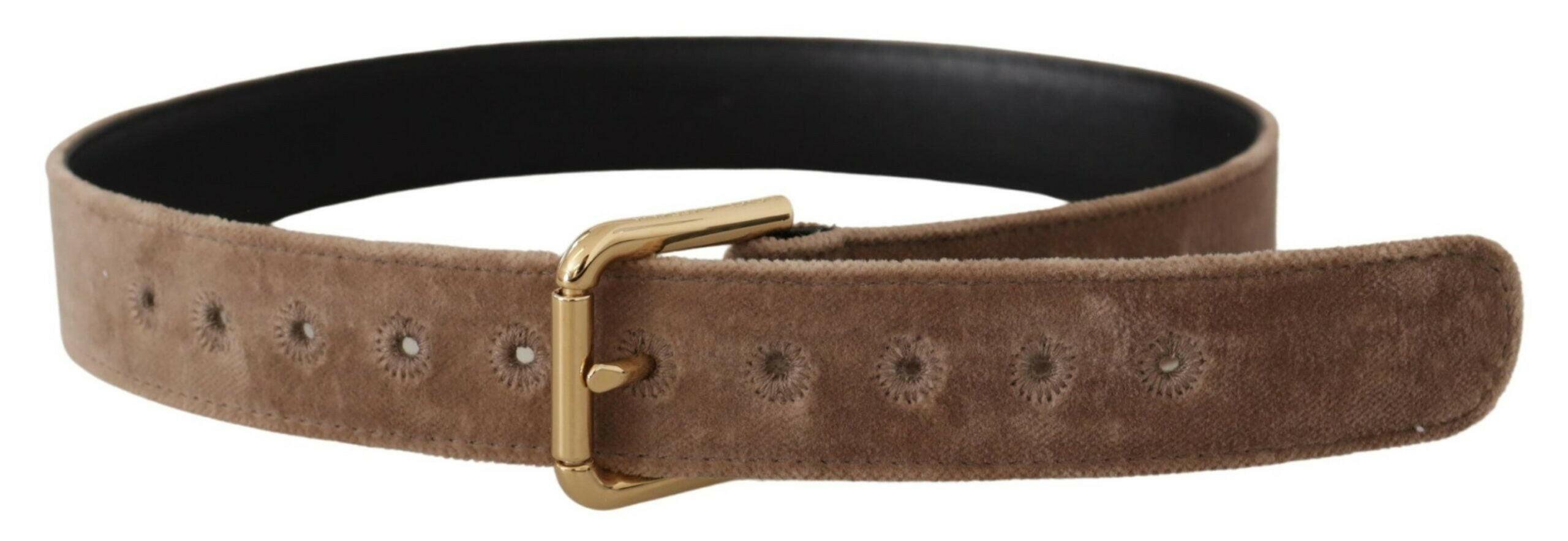 Dolce & Gabbana Light Brown Velvet Gold Tone Logo Metal Buckle Belt -   -  Dolce & Gabbana. Dolce & Gabbana Light Brown Velvet Gold Tone Logo Metal Buckle Belt -   -  Dolce & Gabbana.
