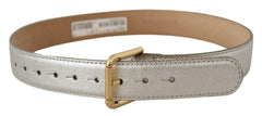 Dolce & Gabbana Silver Leather Gold Tone Logo Metal Waist Buckle Belt -   -  Dolce & Gabbana.
