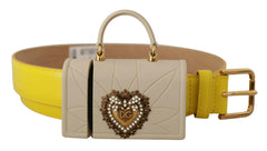 Dolce & Gabbana Yellow Leather Devotion Heart Micro Bag Headphones Belt -   -  Dolce & Gabbana.