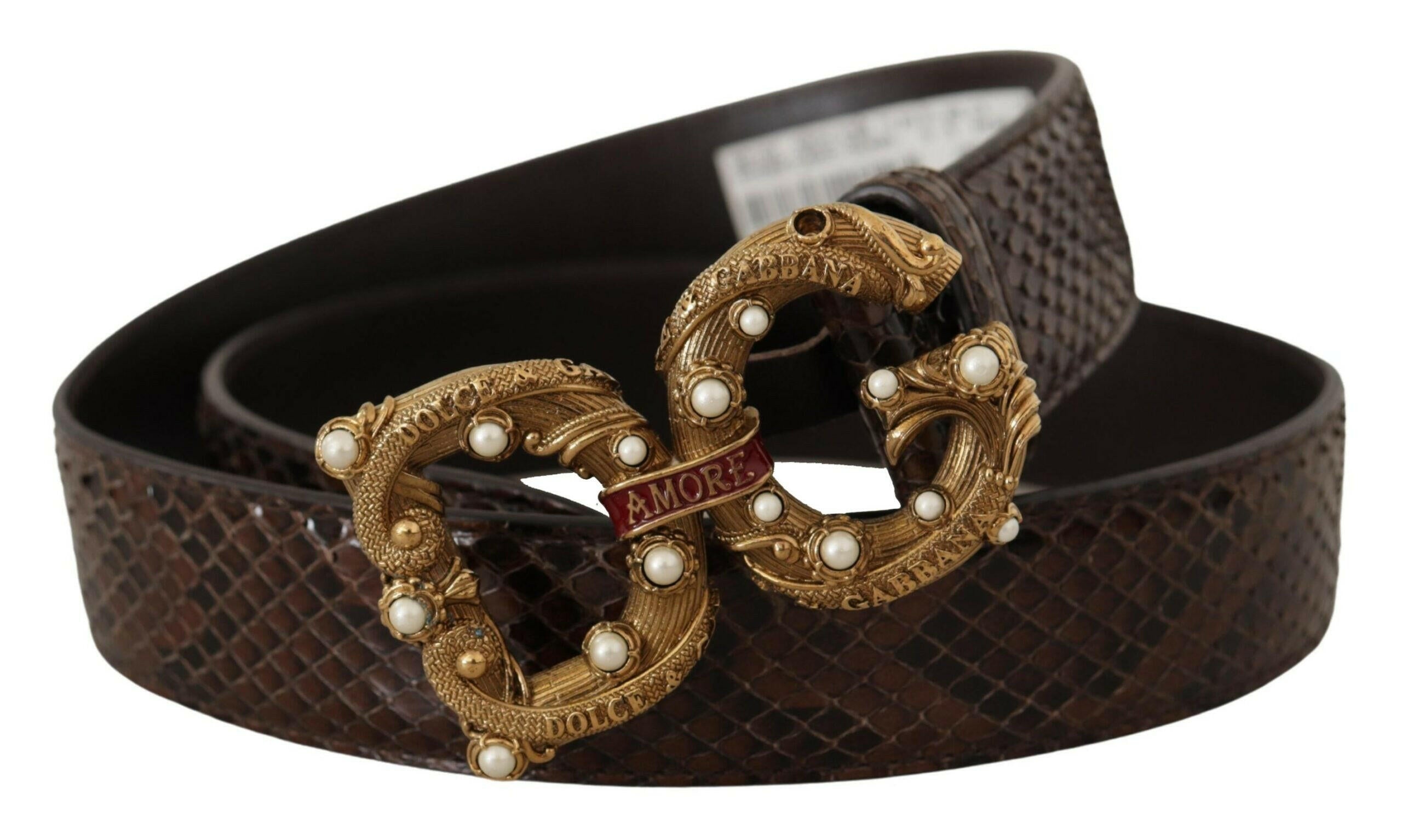 Dolce & Gabbana Brown Amore Animal Print Exotic Leather Logo Buckle Belt -   -  Dolce & Gabbana. Dolce & Gabbana Brown Amore Animal Print Exotic Leather Logo Buckle Belt -   -  Dolce & Gabbana.