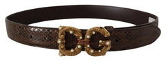Dolce & Gabbana Brown Amore Animal Print Exotic Leather Logo Buckle Belt -   -  Dolce & Gabbana.