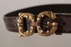 Dolce & Gabbana Brown Amore Animal Print Exotic Leather Logo Buckle Belt -   -  Dolce & Gabbana.