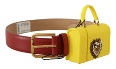 Dolce & Gabbana Red Leather Yellow DEVOTION Heart Bag Buckle Belt -   -  Dolce & Gabbana.