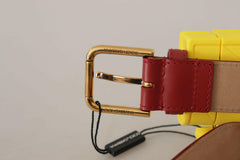 Dolce & Gabbana Red Leather Yellow DEVOTION Heart Bag Buckle Belt -   -  Dolce & Gabbana.