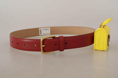 Dolce & Gabbana Red Leather Yellow DEVOTION Heart Bag Buckle Belt -   -  Dolce & Gabbana.