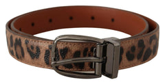 Dolce & Gabbana Brown Leopard Embossed Leather Buckle Belt -   -  Dolce & Gabbana.