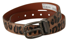 Dolce & Gabbana Brown Leopard Embossed Leather Buckle Belt -   -  Dolce & Gabbana.