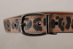 Dolce & Gabbana Brown Leopard Embossed Leather Buckle Belt -   -  Dolce & Gabbana.