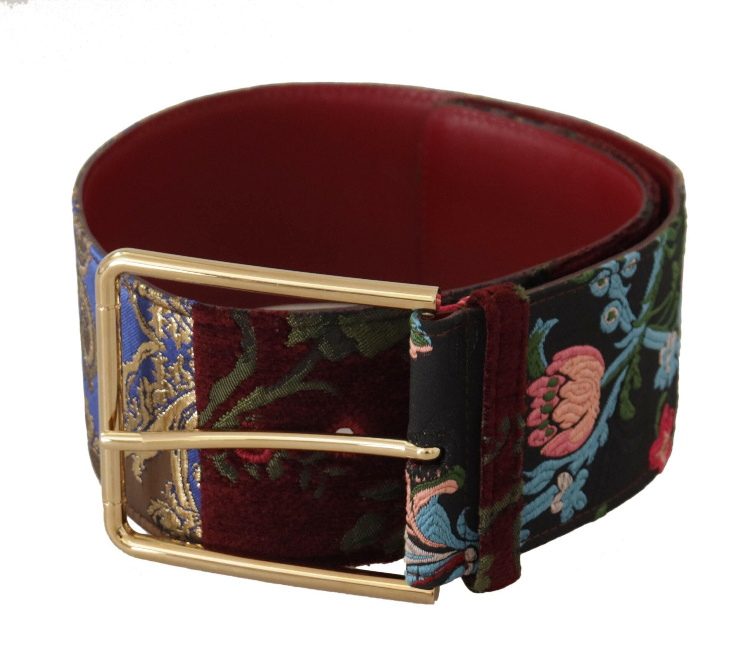 Dolce & Gabbana Red Embroidered Leather Gold Logo Metal Buckle Belt -   -  Dolce & Gabbana. Dolce & Gabbana Red Embroidered Leather Gold Logo Metal Buckle Belt -   -  Dolce & Gabbana.