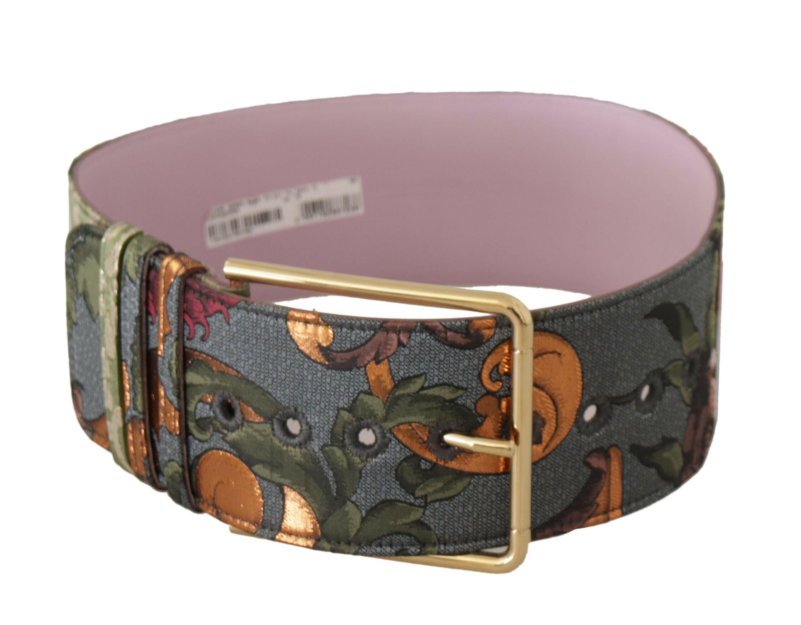 Dolce & Gabbana Multicolor Leather Embroidered Gold Metal Buckle Belt -   -  Dolce & Gabbana.