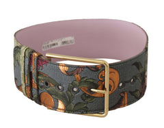Dolce & Gabbana Multicolor Leather Embroidered Gold Metal Buckle Belt -   -  Dolce & Gabbana.