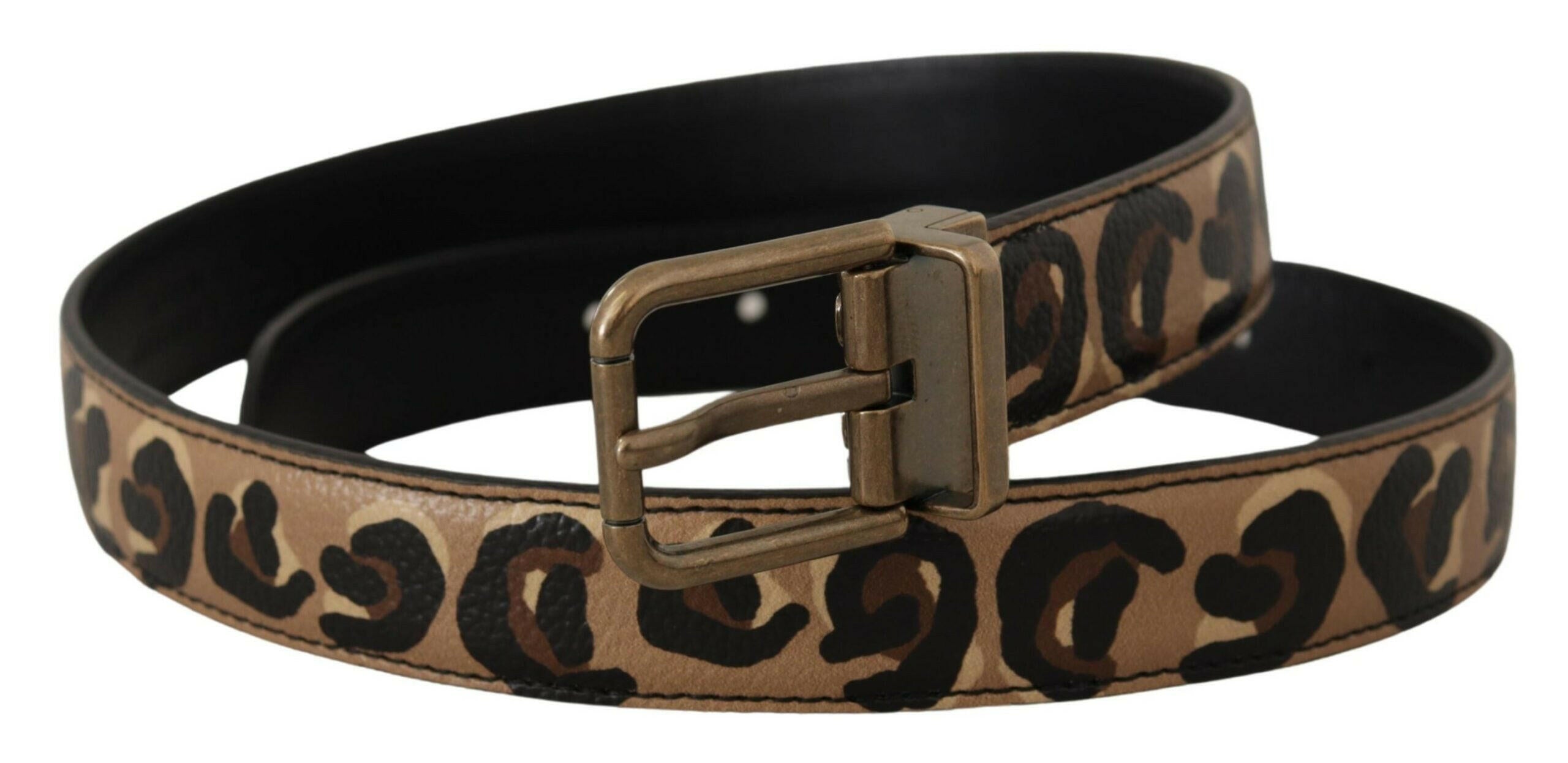 Dolce & Gabbana Brown Leather Leopard Print Bronze Metal Buckle Belt -   -  Dolce & Gabbana. Dolce & Gabbana Brown Leather Leopard Print Bronze Metal Buckle Belt -   -  Dolce & Gabbana.