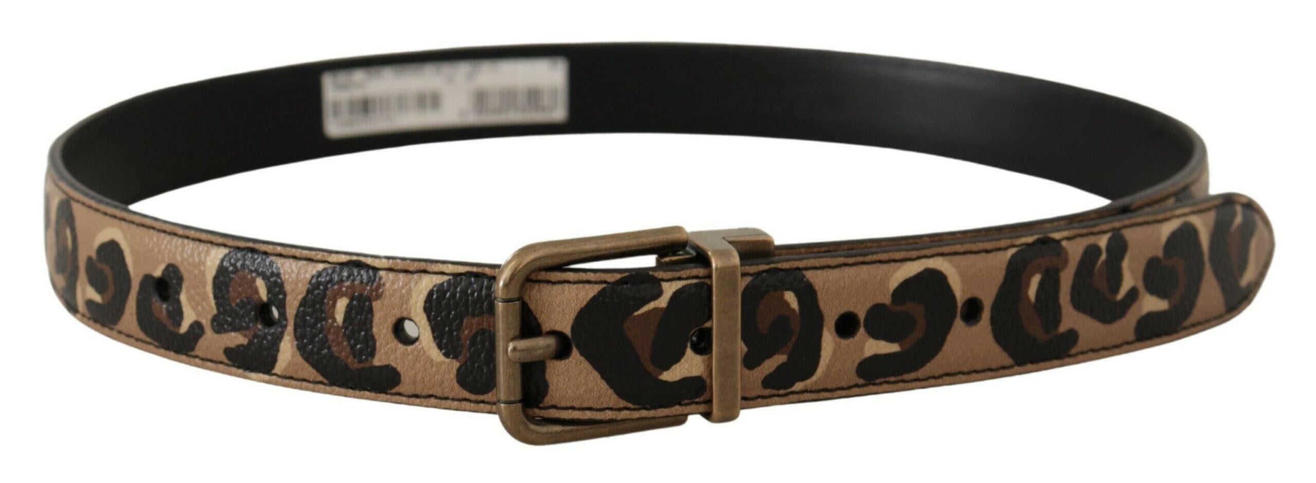 Dolce & Gabbana Brown Leather Leopard Print Bronze Metal Buckle Belt -   -  Dolce & Gabbana. Dolce & Gabbana Brown Leather Leopard Print Bronze Metal Buckle Belt -   -  Dolce & Gabbana.