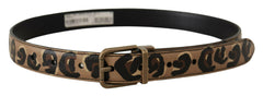 Dolce & Gabbana Brown Leather Leopard Print Bronze Metal Buckle Belt -   -  Dolce & Gabbana.