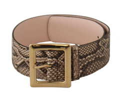 Dolce & Gabbana Beige Exotic Leather Wide Gold Metal Buckle Belt -   -  Dolce & Gabbana.