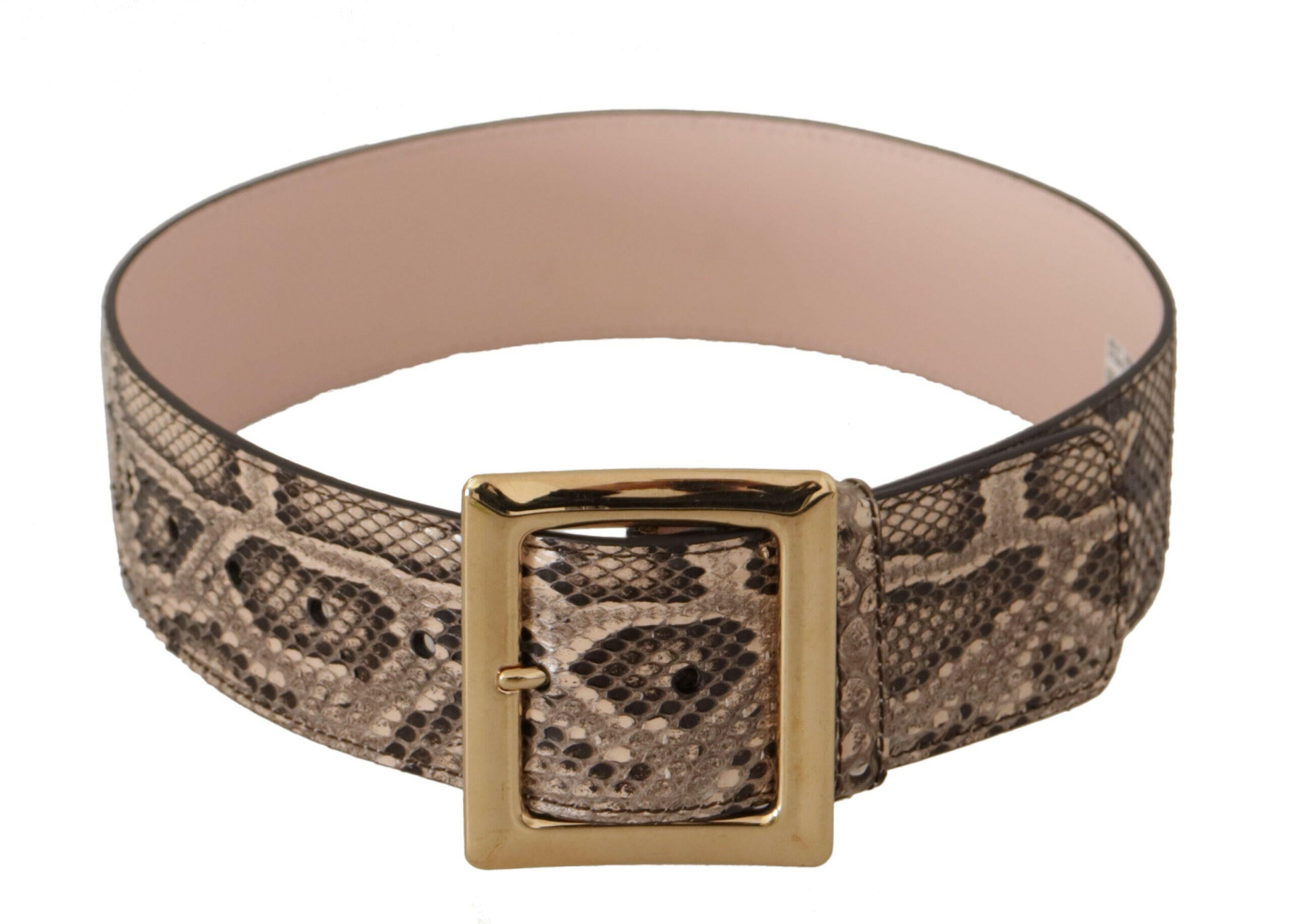 Dolce & Gabbana Beige Exotic Leather Wide Gold Metal Buckle Belt -   -  Dolce & Gabbana. Dolce & Gabbana Beige Exotic Leather Wide Gold Metal Buckle Belt -   -  Dolce & Gabbana.