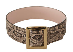 Dolce & Gabbana Beige Exotic Leather Wide Gold Metal Buckle Belt -   -  Dolce & Gabbana.
