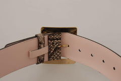 Dolce & Gabbana Beige Exotic Leather Wide Gold Metal Buckle Belt -   -  Dolce & Gabbana.