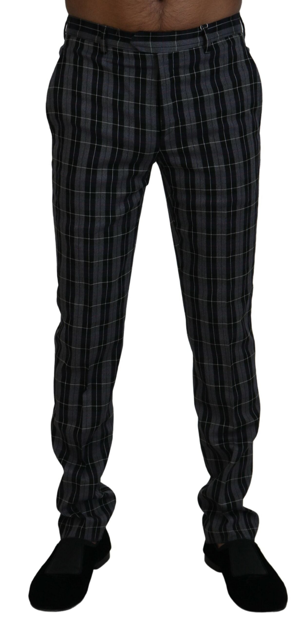 BENCIVENGA Gray Checkered Slim Fit Men Pants -   -  BENCIVENGA.