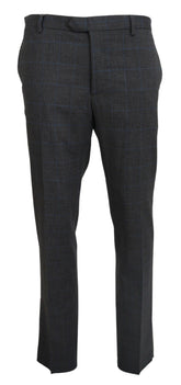 BENCIVENGA Gray Checkered Wool Dress Formal Pants -   -  BENCIVENGA.