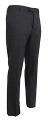 BENCIVENGA Gray Checkered Wool Dress Formal Pants -   -  BENCIVENGA.