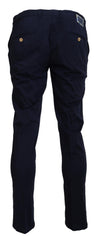 Domenico Tagliente Dark Blue Cotton Skinny Men Pants -   -  Domenico Tagliente.