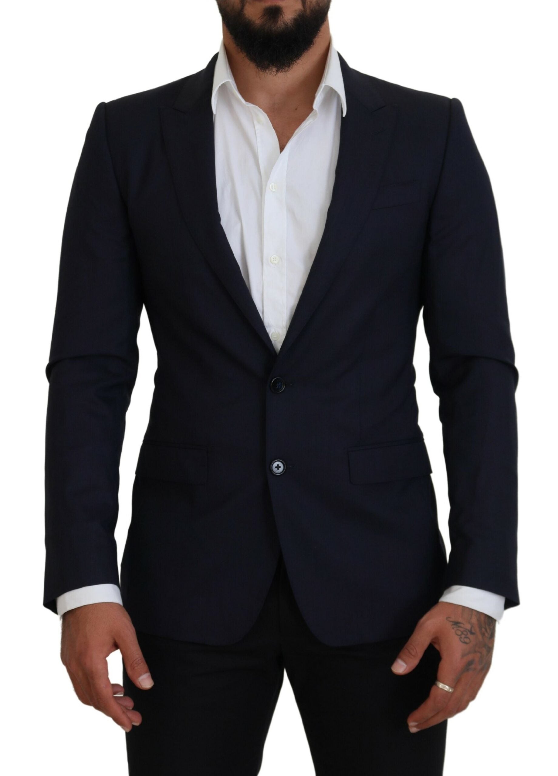 Dolce & Gabbana Blue Wool Slim Fit Formal Coat Blazer -   -  Dolce & Gabbana.