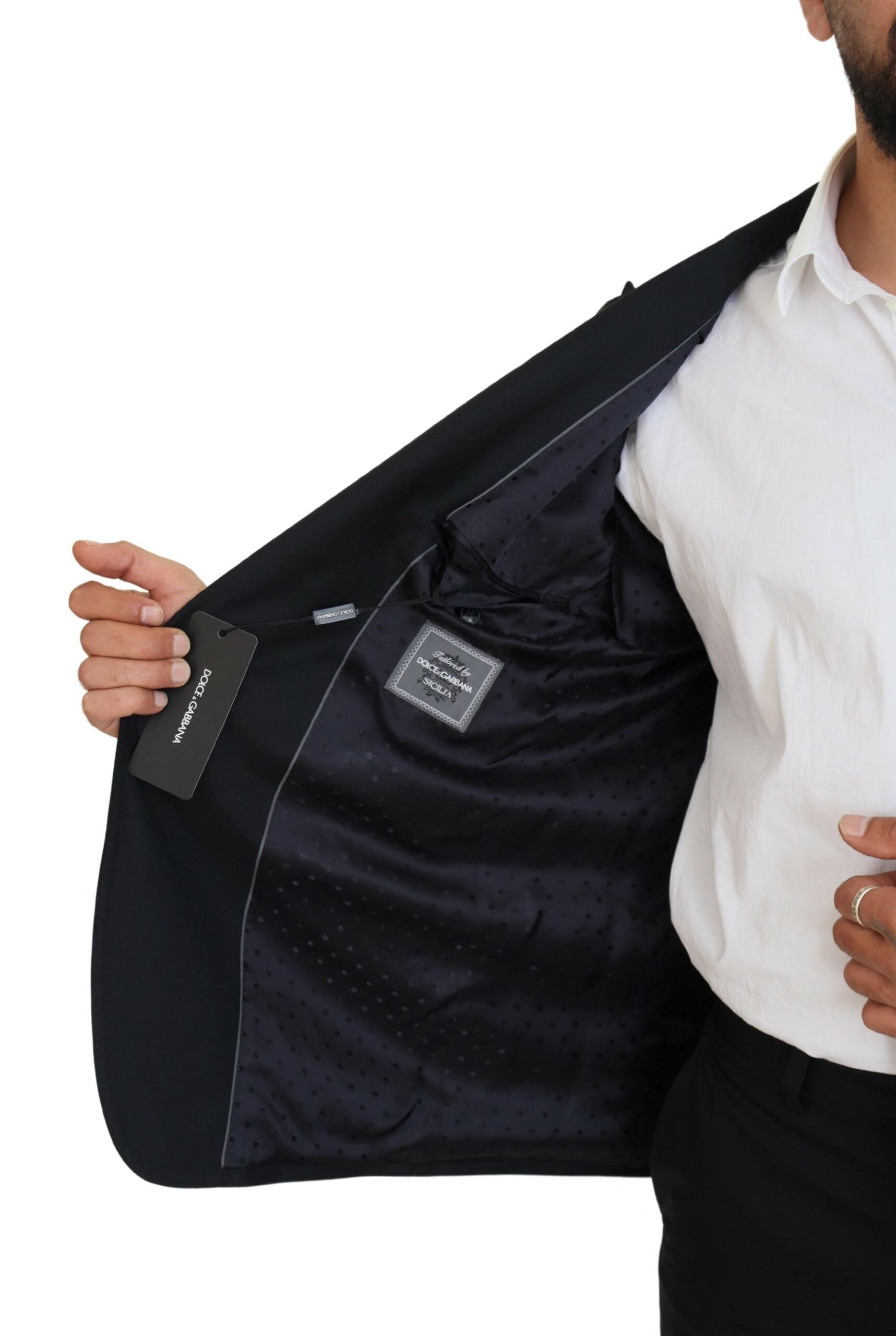 Dolce & Gabbana Dark Blue Wool Formal Sicilia Blazer -   -  Dolce & Gabbana. Dolce & Gabbana Dark Blue Wool Formal Sicilia Blazer -   -  Dolce & Gabbana.