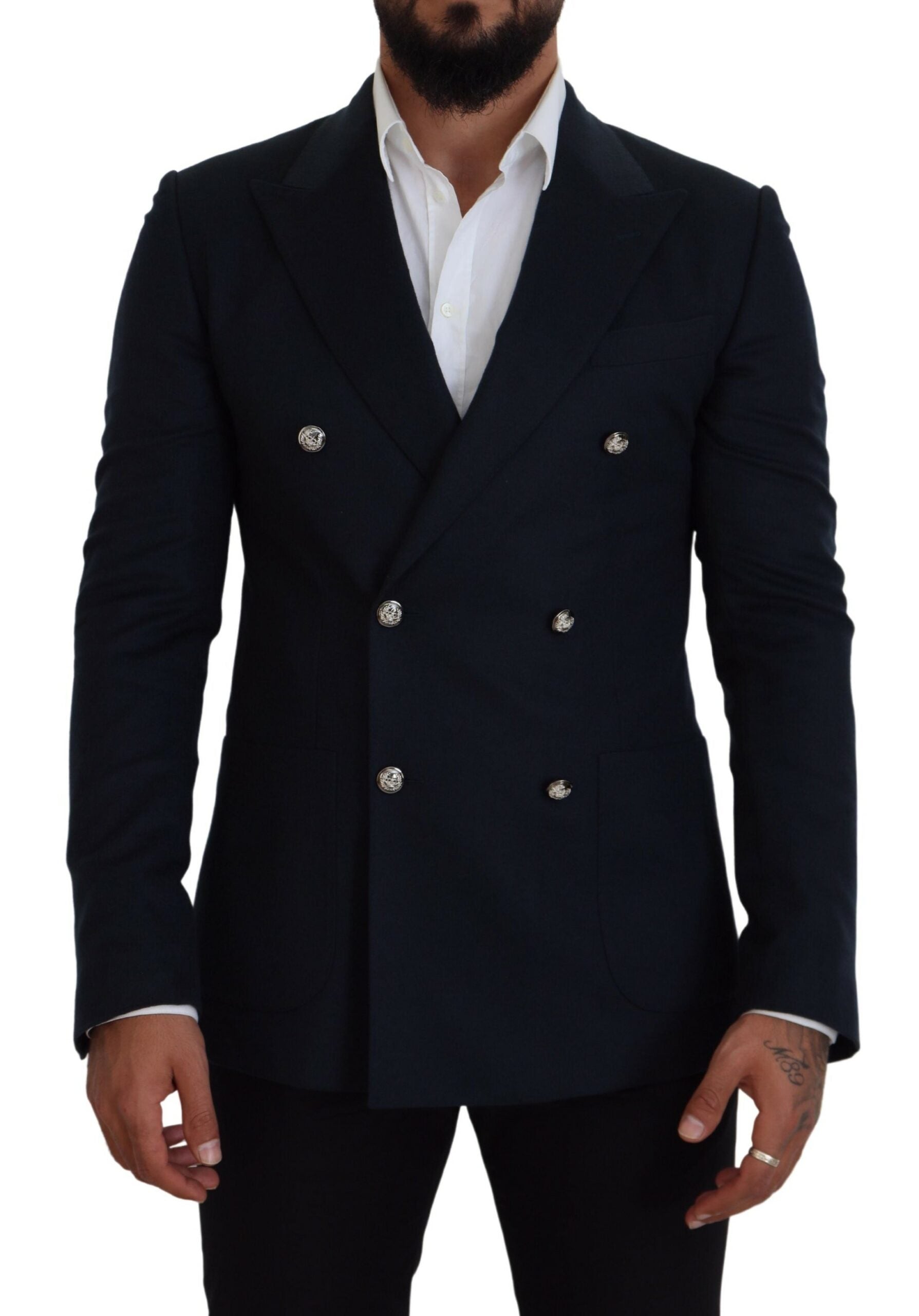 Dolce & Gabbana Blue Double Breasted Formal Coat Blazer -   -  Dolce & Gabbana.
