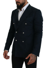 Dolce & Gabbana Blue Double Breasted Formal Coat Blazer -   -  Dolce & Gabbana.