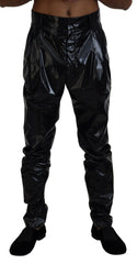 Dolce & Gabbana Black Shining Nylon Skinny Men Pants -   -  Dolce & Gabbana.